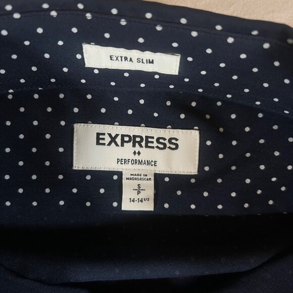Express Shirt Mens Set of 2 Slim Fit Long Sleeve Button-Up SZ S Polka Dot - Picture 16 of 16